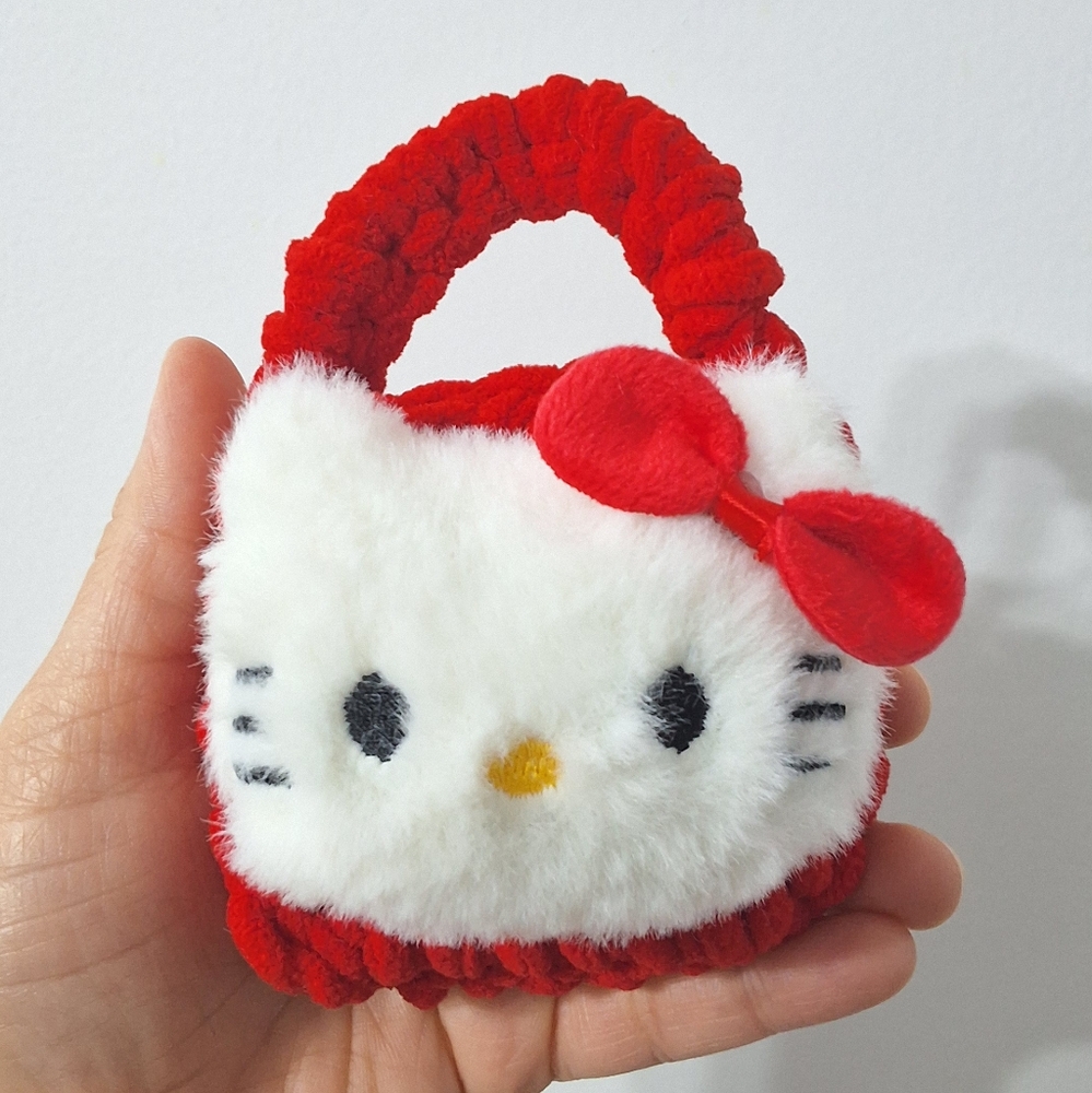 Hello Kitty Red Plush Crochet Mini Bag | Coin Purse / AirPods Or Earbud Case